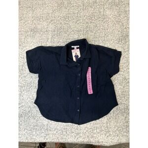 Edited x Hunter McGrady Navy Blue Cotton Gauze Camp Shirt ER7006B Small NWT